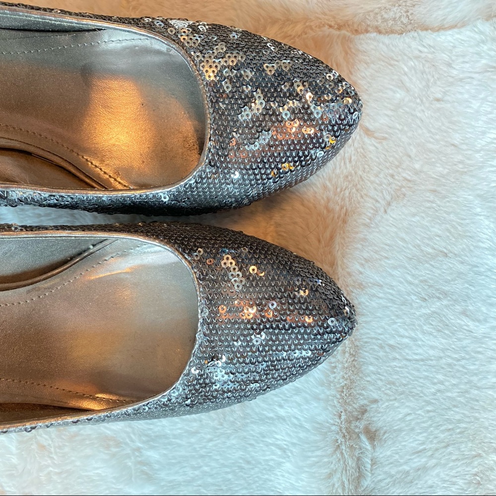 sequin platform heels